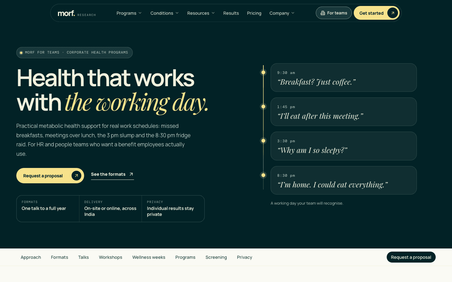 Morf Research Morf for Teams page