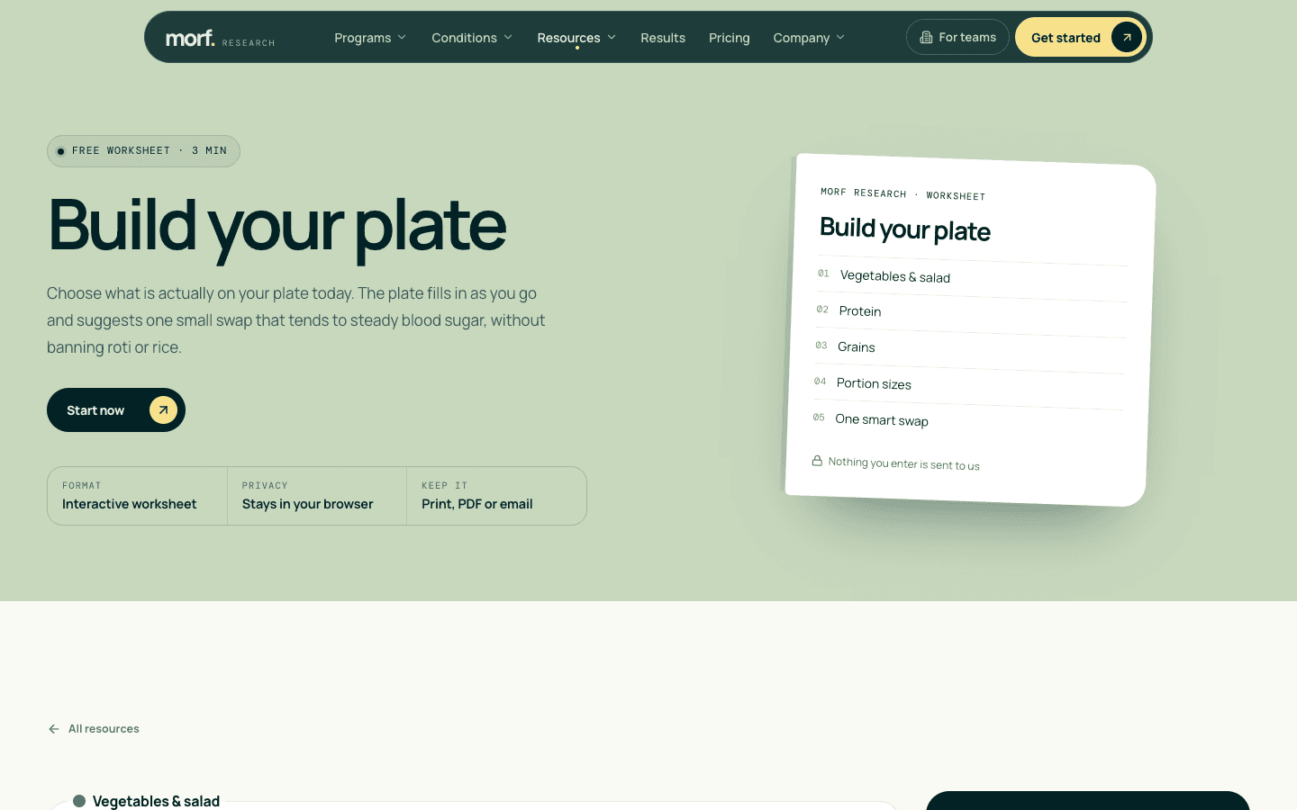 Morf Research Interactive worksheet page