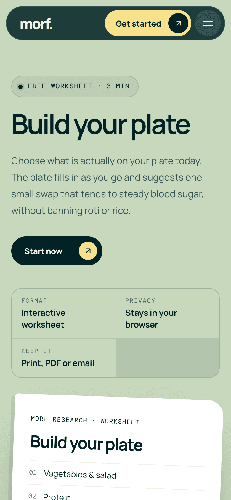 Morf Research resource page on a phone